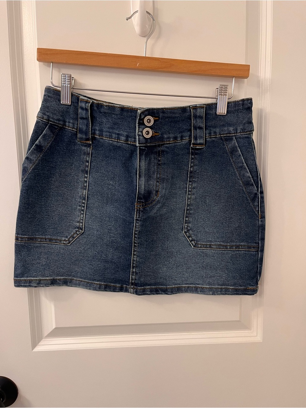 Altar'd State Dark Blue Denim Mini Skirt
